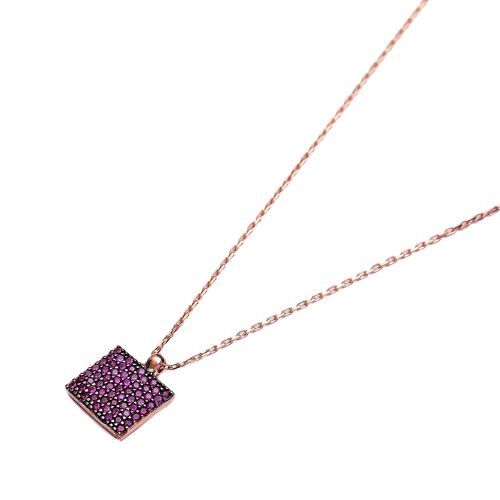 Square Shape With Ruby Stone Turkish Wholesale Handmade  925k Sterling Silver  Pendant